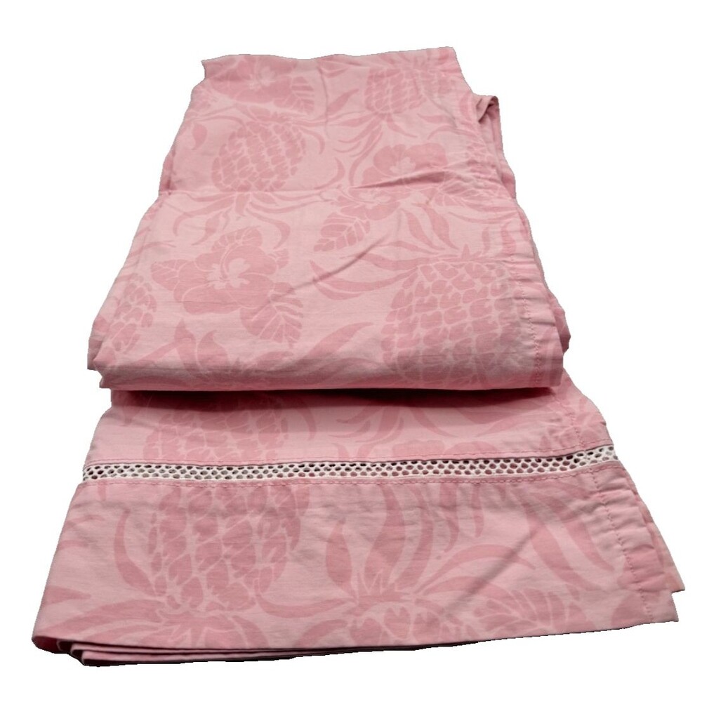 Lilly Pulitzer Pottery Barn Pink Pineapple FULL Flat Sheet Rare Retired